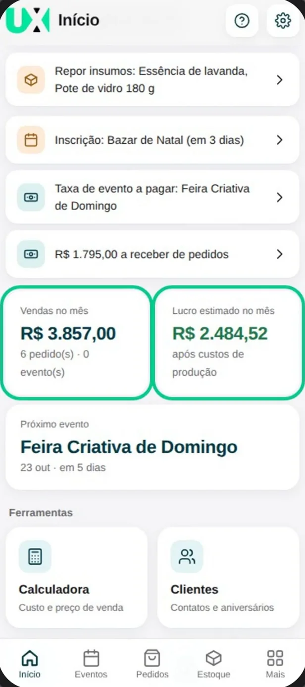Tela de Início do UnityX Core